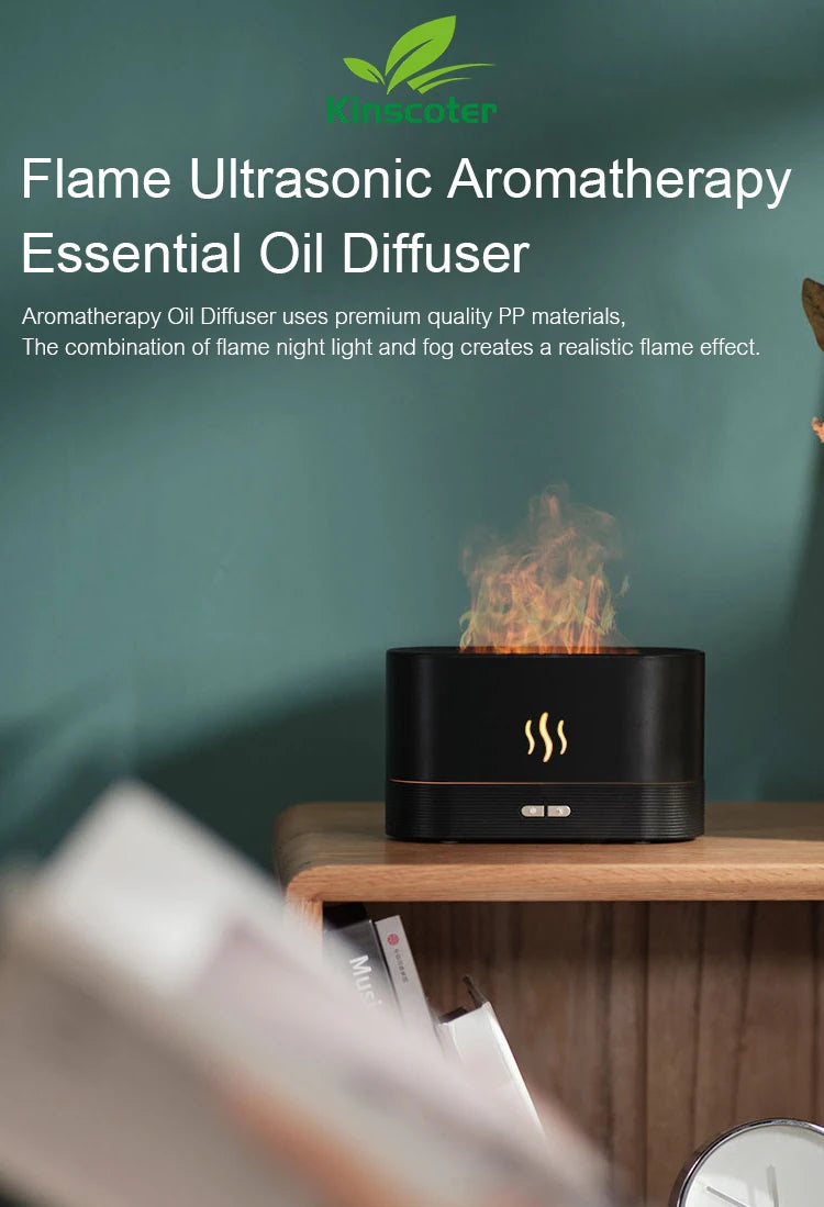 Difusor de Aromas e Umidificador Kinscoter com Efeito Chama e LED