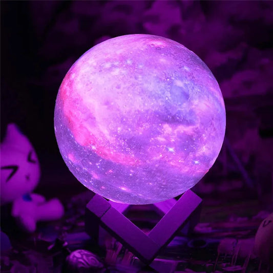 Luminária 3D Lua Cheia Starry Sky – 16 Cores com Controle Remoto