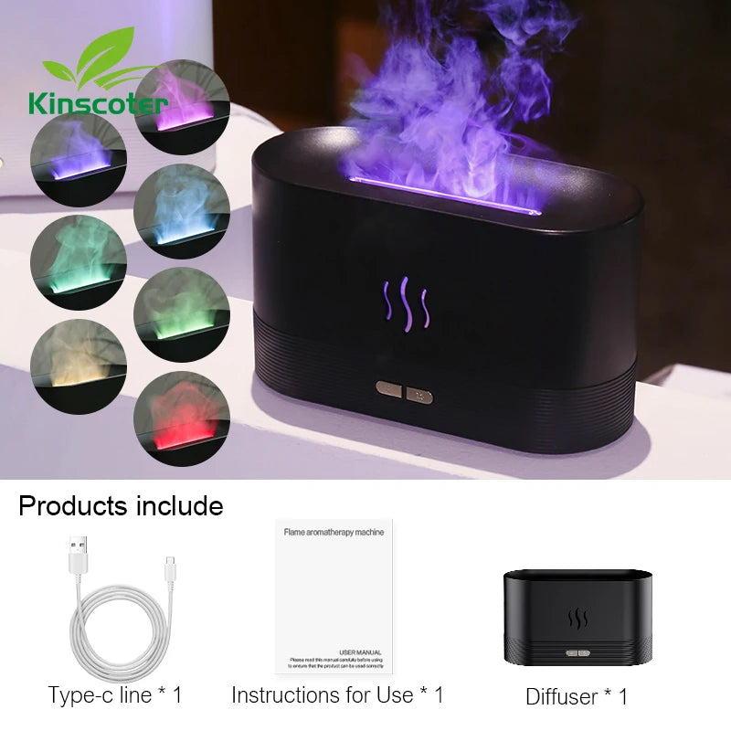 Difusor de Aromas e Umidificador Kinscoter com Efeito Chama e LED