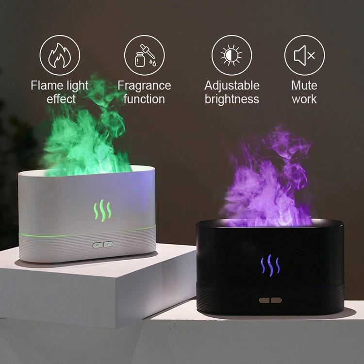 Difusor de Aromas e Umidificador Kinscoter com Efeito Chama e LED