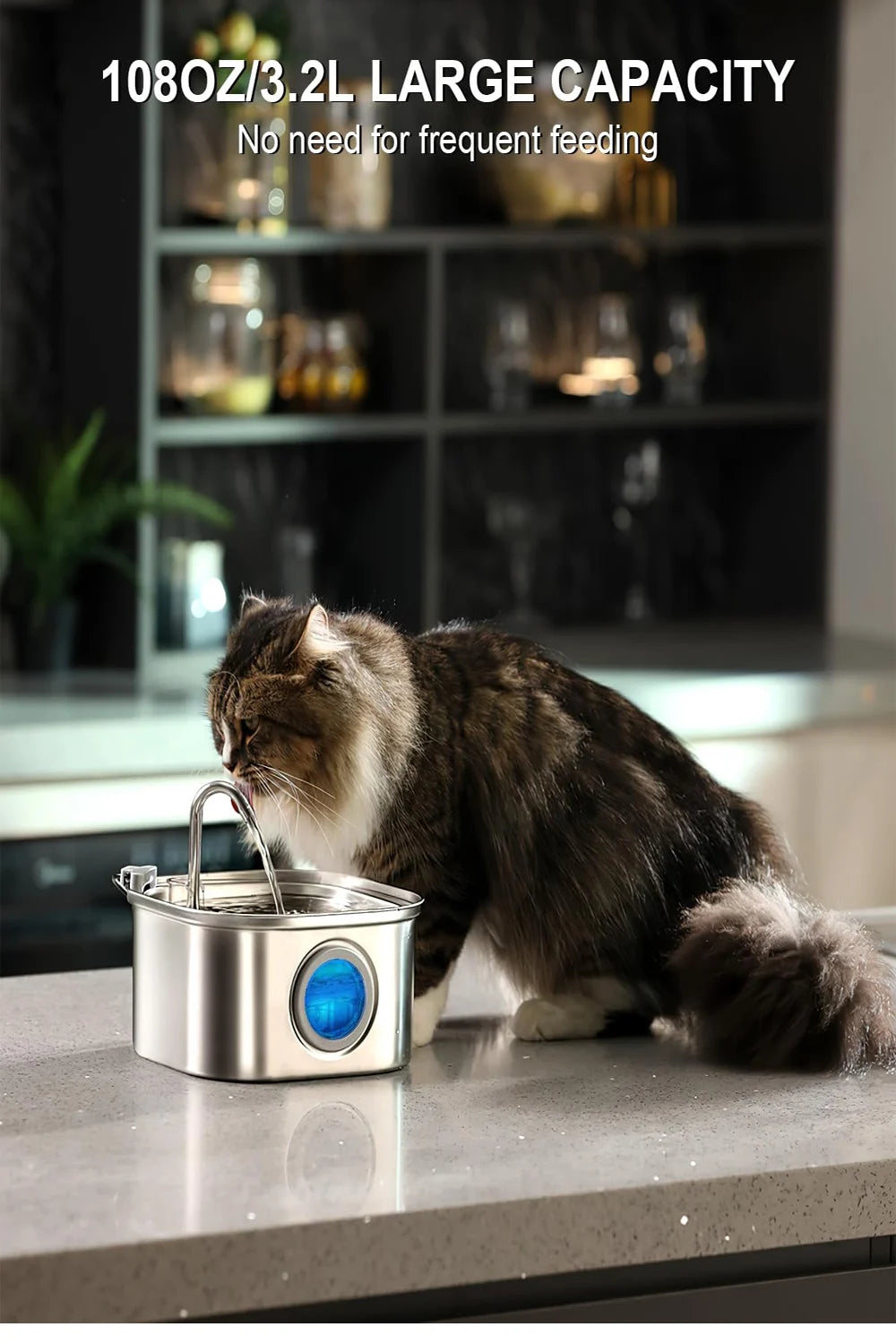 Comedouro Bebedouro Automático em Aço Inoxidável ZYfeeder para Gatos