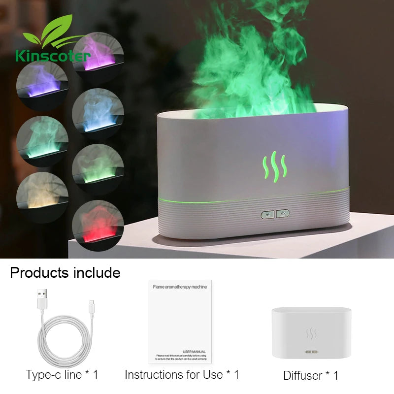 Difusor de Aromas e Umidificador Kinscoter com Efeito Chama e LED