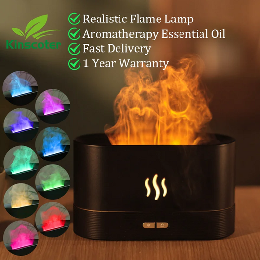 Difusor de Aromas e Umidificador Kinscoter com Efeito Chama e LED